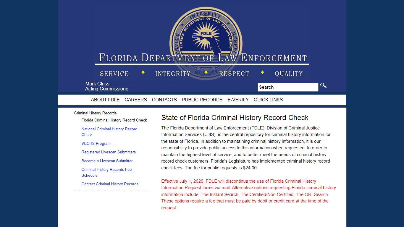 Florida Criminal History Record Check - Florida Department of Law ...